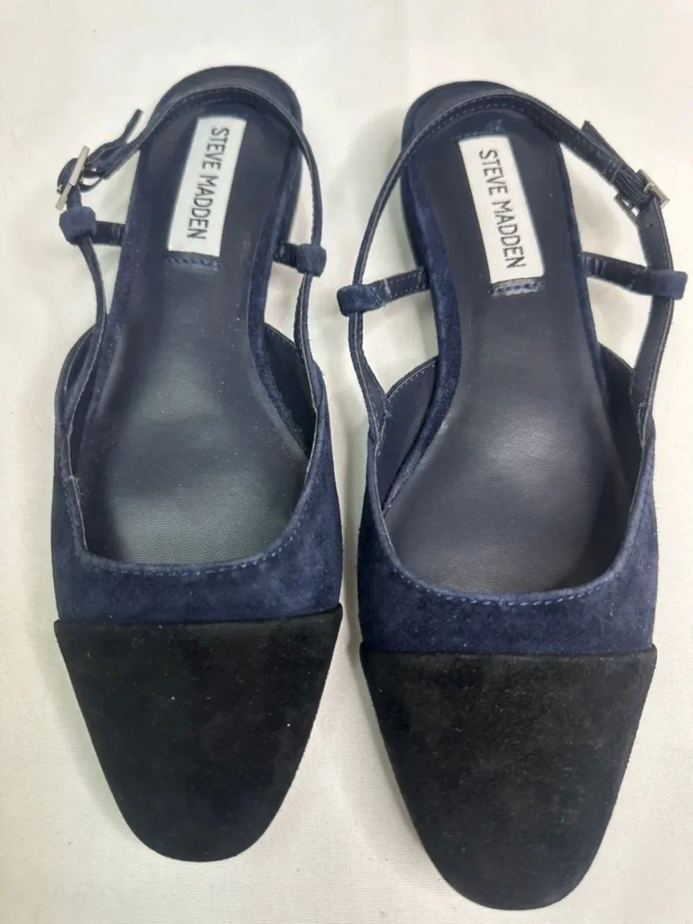 Steve Madden Navy & Black Suede Slingback Mules